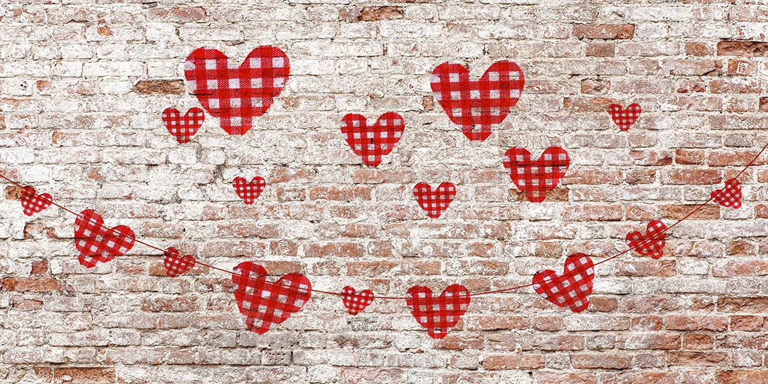 Kate Valentine's Day Hearts Brick Wall Backdrop Designed by Kate Image - Kate Backdrop AU
