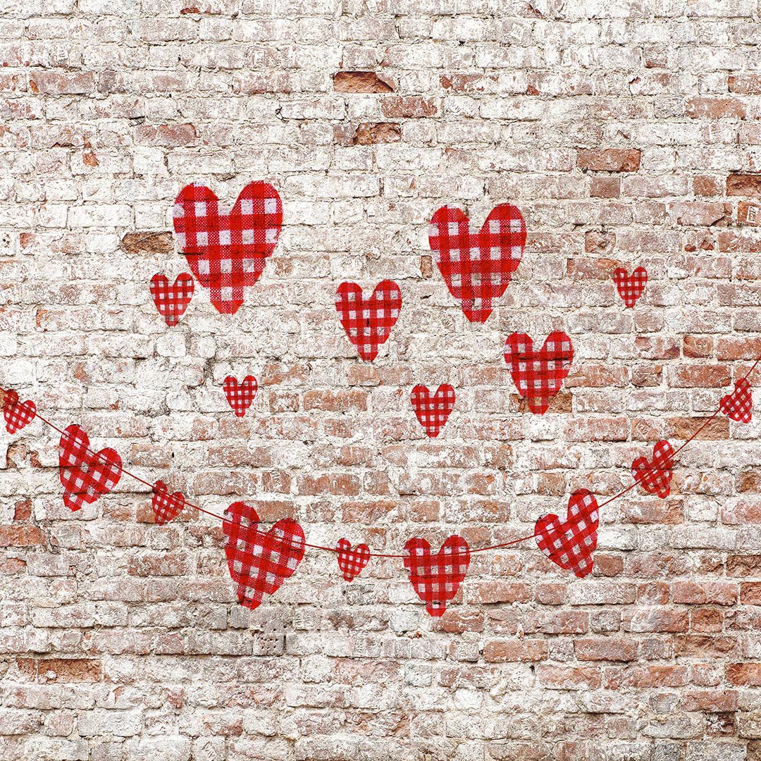 Kate Valentine's Day Hearts Brick Wall Backdrop Designed by Kate Image - Kate Backdrop AU