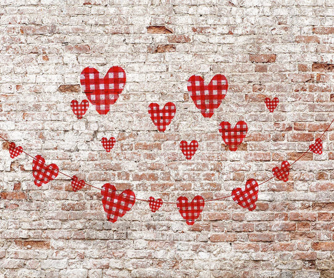 Kate Valentine's Day Hearts Brick Wall Backdrop Designed by Kate Image - Kate Backdrop AU