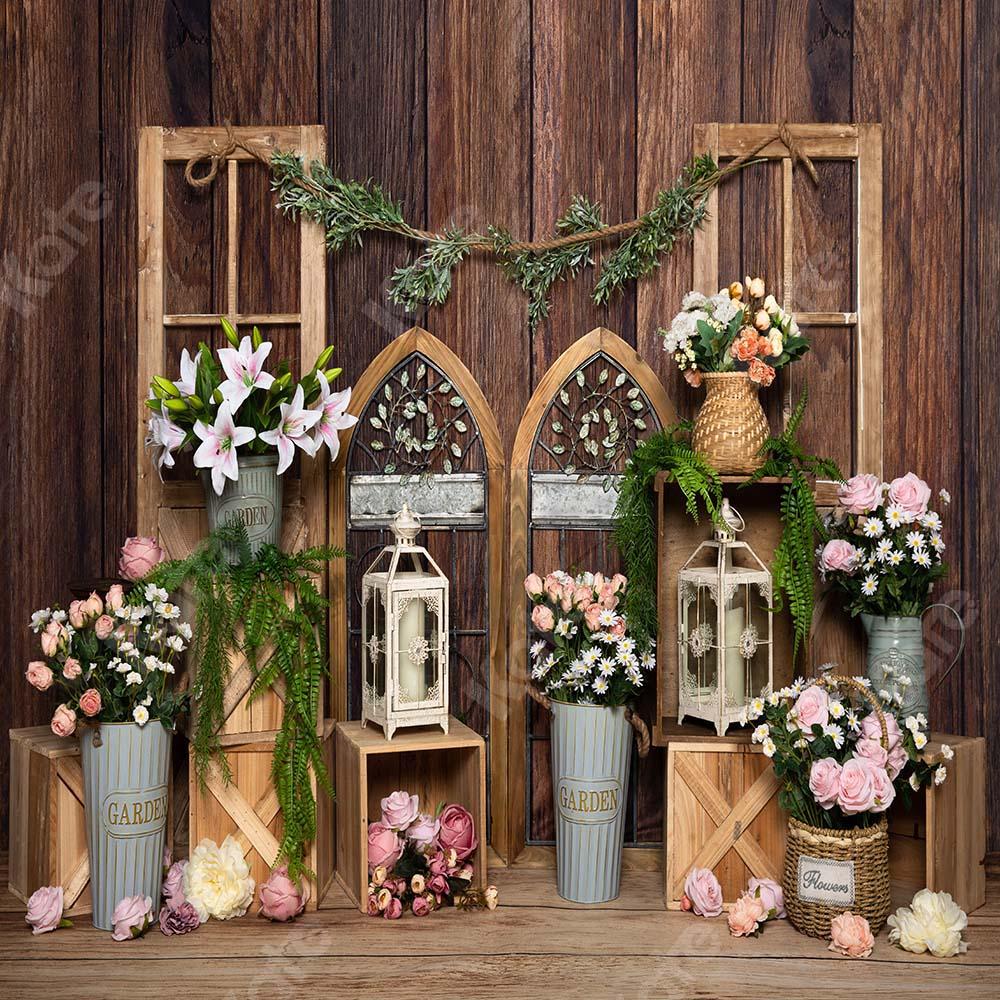 Kate Spring Flower Backdrop Wood Wall Designed by Emetselch - Kate Backdrop AU