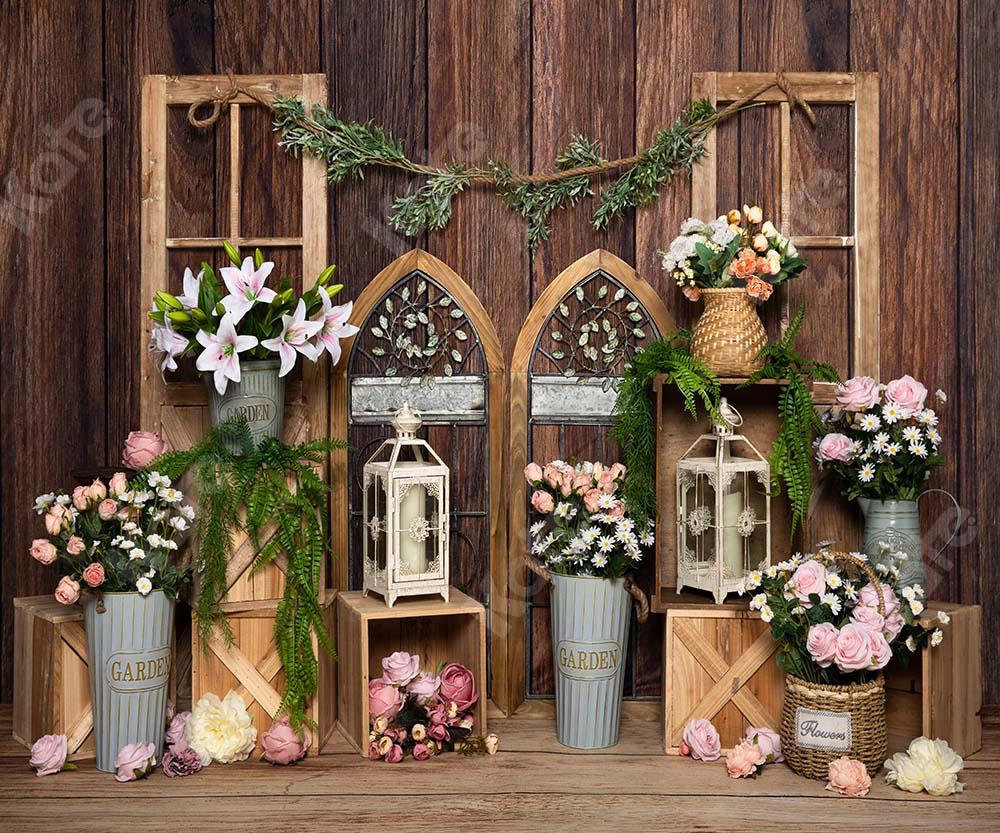 Kate Spring Flower Backdrop Wood Wall Designed by Emetselch - Kate Backdrop AU