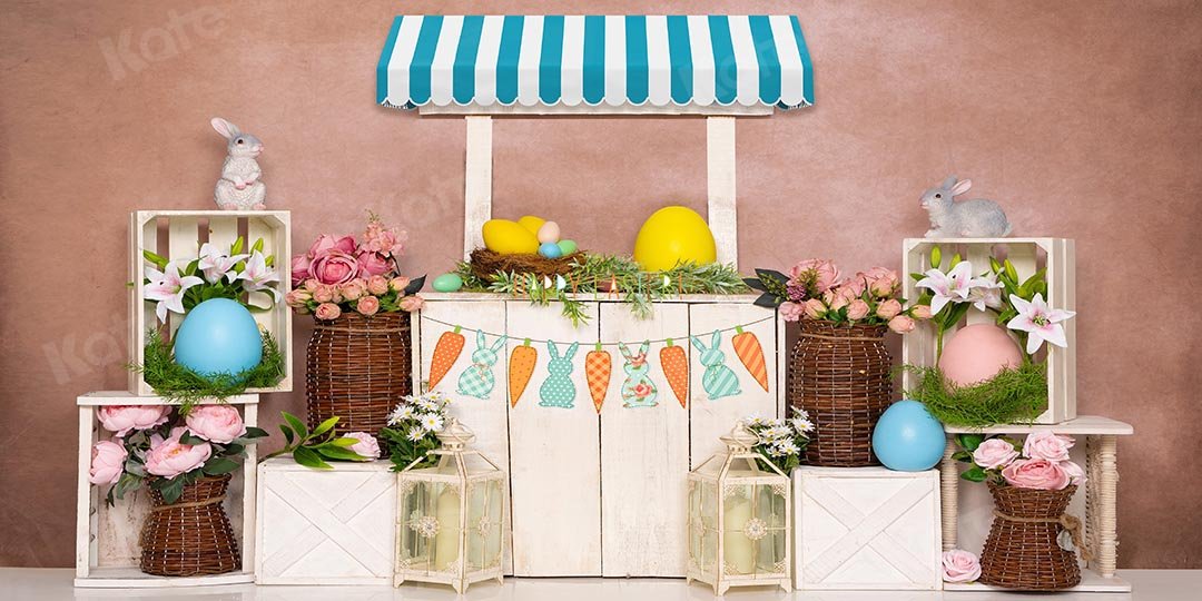 Kate Spring Easter Eggs Bunny Backdrop Flowers Designed by Emetselch - Kate Backdrop AU