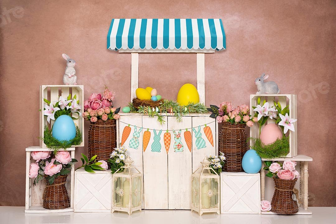 Kate Spring Easter Eggs Bunny Backdrop Flowers Designed by Emetselch - Kate Backdrop AU