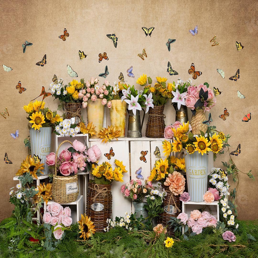 Kate Spring Flowers Butterfly Florist Backdrop Designed by Emetselch - Kate Backdrop AU
