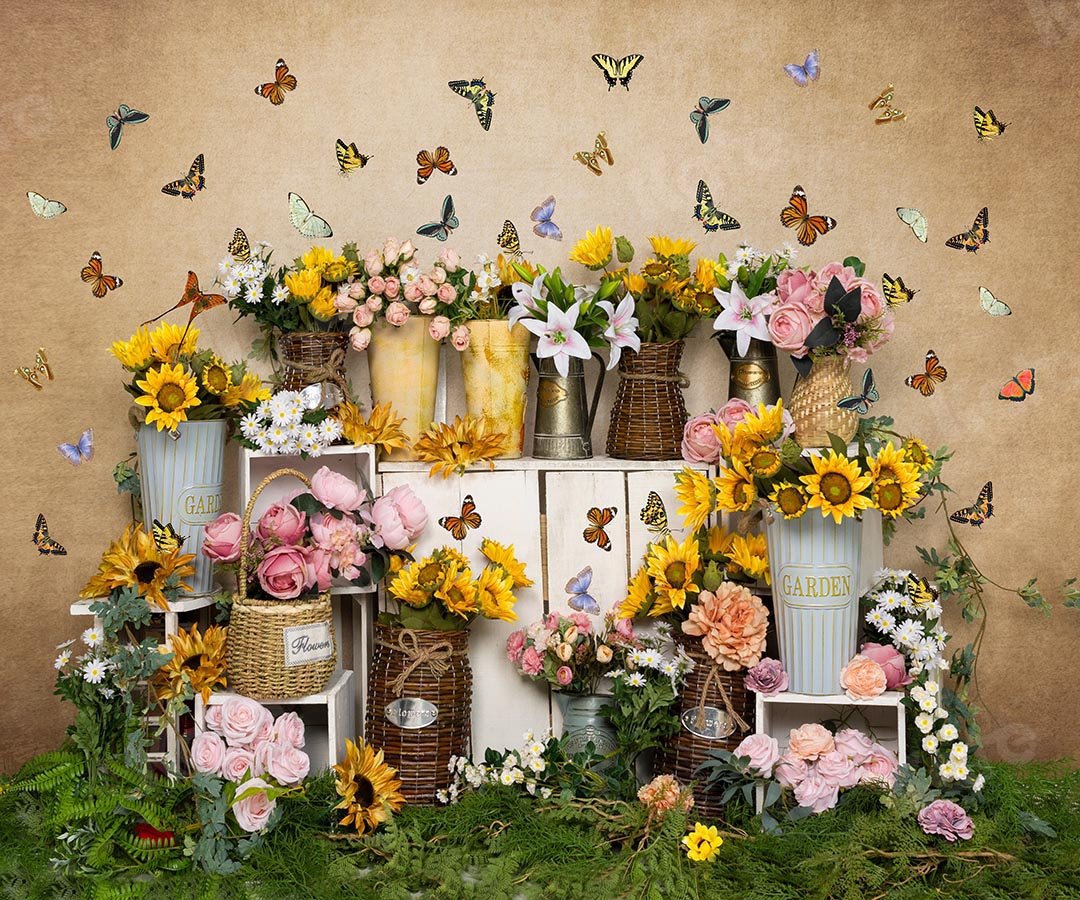 Kate Spring Flowers Butterfly Florist Backdrop Designed by Emetselch - Kate Backdrop AU