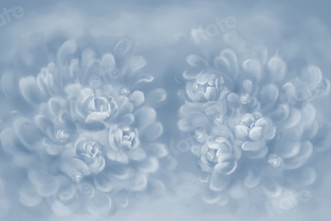 Kate Fine Art Gray Blue Florals Texture Backdrop Designed by GQ - Kate Backdrop AU