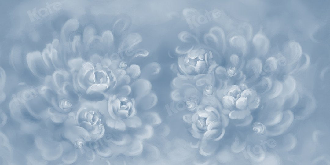 Kate Fine Art Gray Blue Florals Texture Backdrop Designed by GQ - Kate Backdrop AU