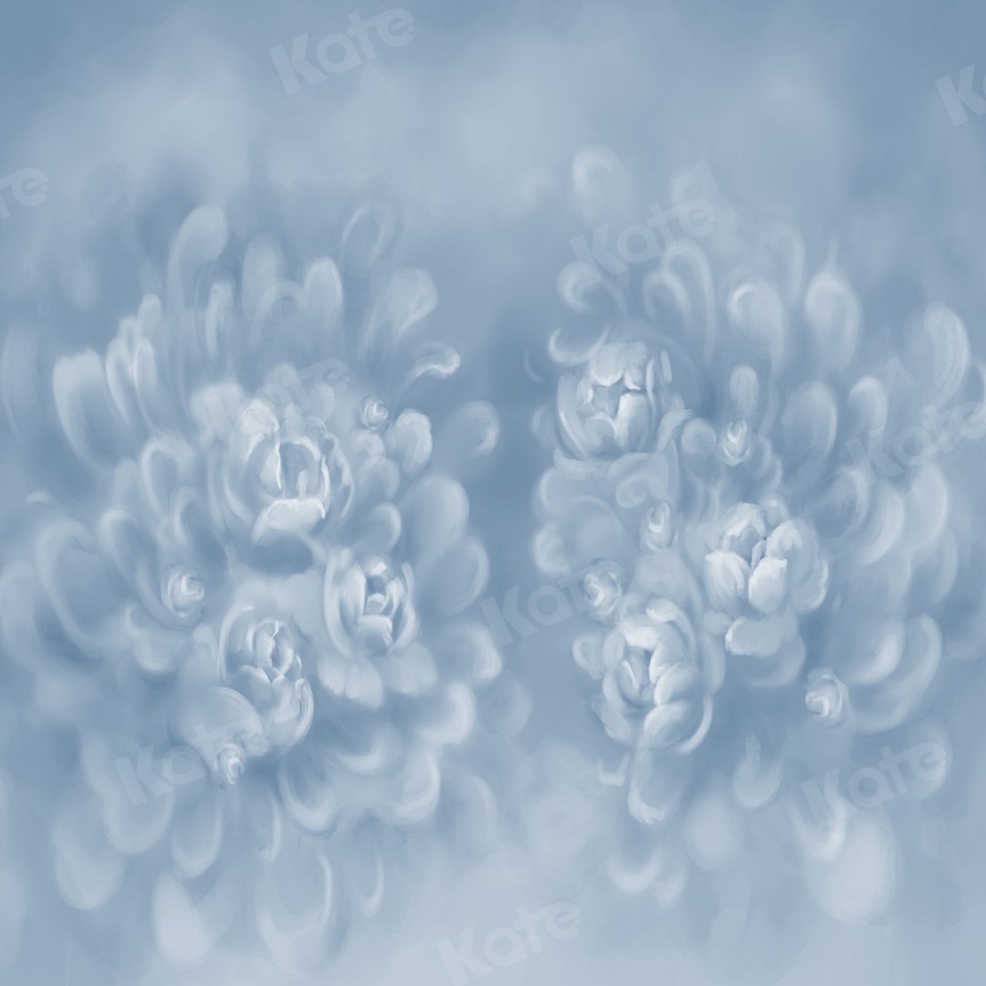 Kate Fine Art Gray Blue Florals Texture Backdrop Designed by GQ - Kate Backdrop AU