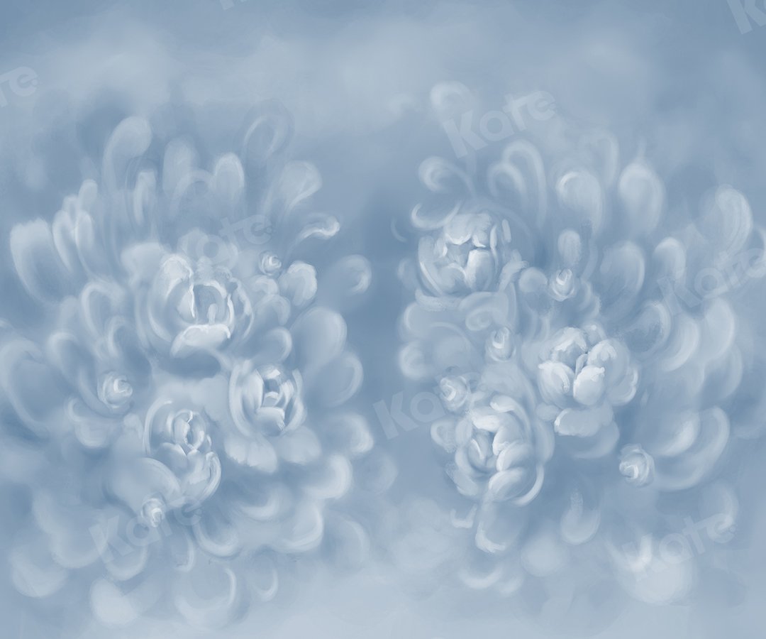 Kate Fine Art Gray Blue Florals Texture Backdrop Designed by GQ - Kate Backdrop AU