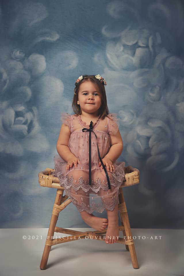 Kate Fine Art Gray Blue Florals Texture Backdrop Designed by GQ - Kate Backdrop AU