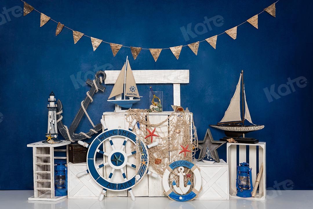 Kate Summer Sailor Sailing Blue Backdrop Designed by Emetselch - Kate Backdrop AU
