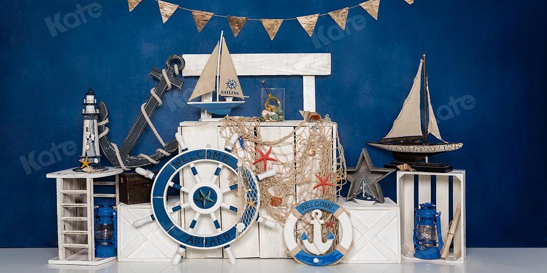 Kate Summer Sailor Sailing Blue Backdrop Designed by Emetselch - Kate Backdrop AU