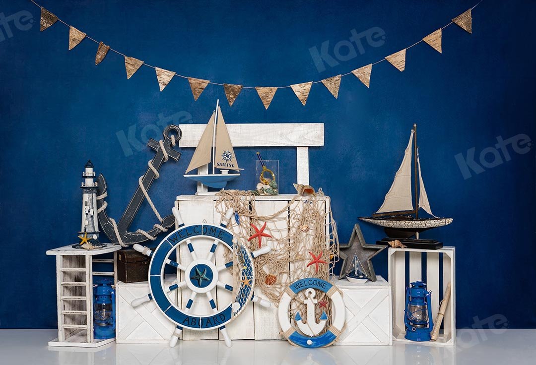 Kate Summer Sailor Sailing Blue Backdrop Designed by Emetselch - Kate Backdrop AU