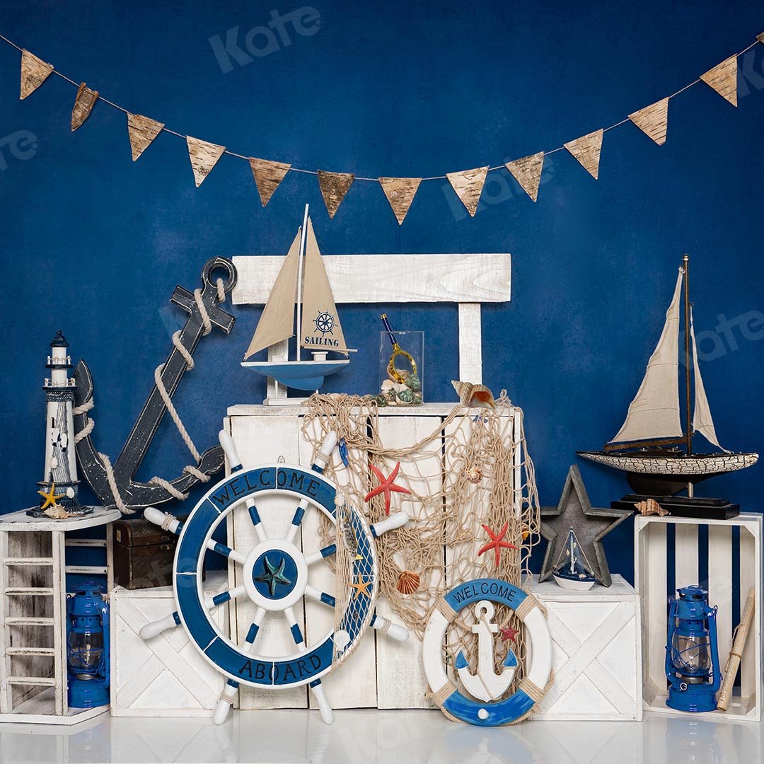Kate Summer Sailor Sailing Blue Backdrop Designed by Emetselch - Kate Backdrop AU