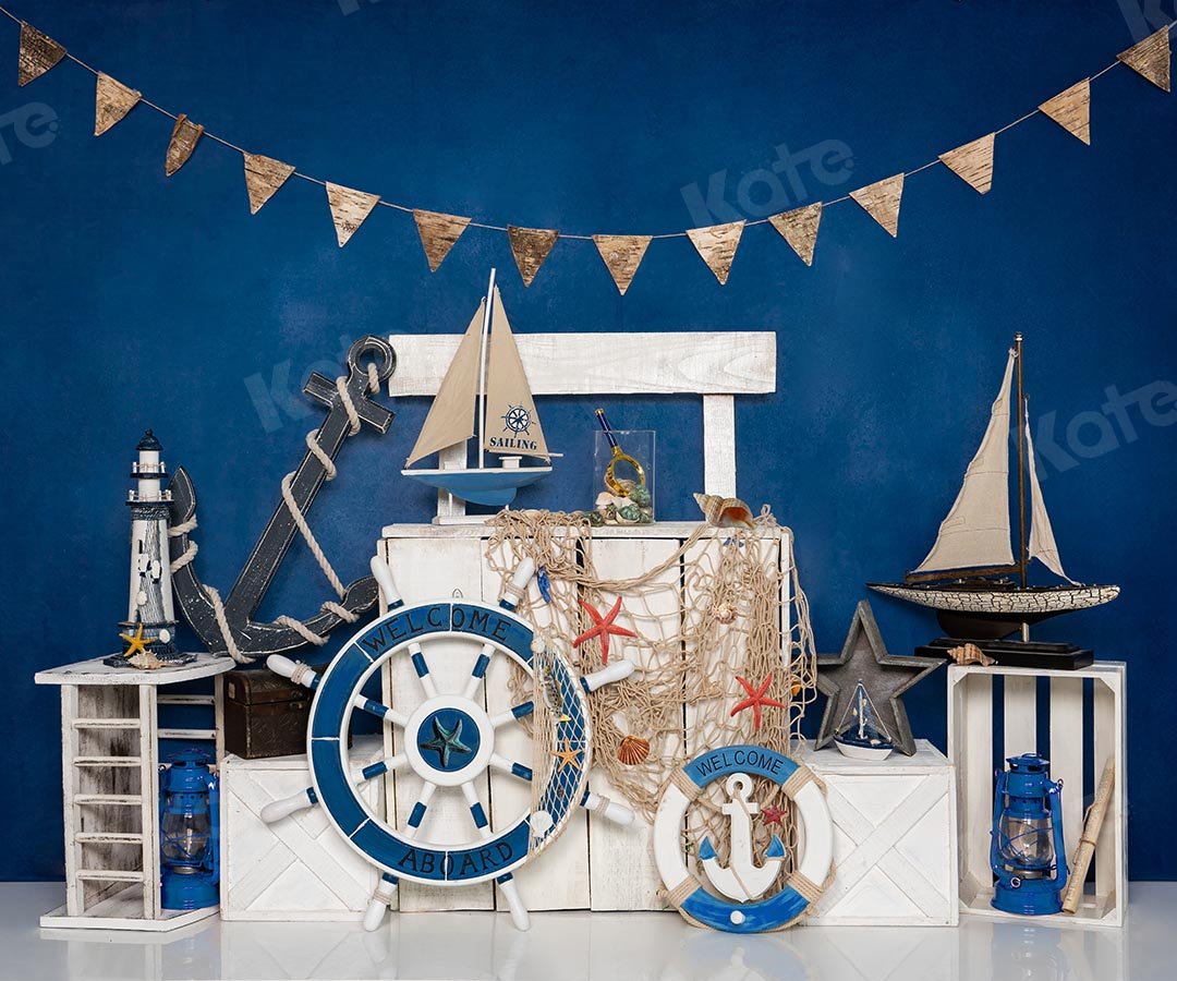 Kate Summer Sailor Sailing Blue Backdrop Designed by Emetselch - Kate Backdrop AU