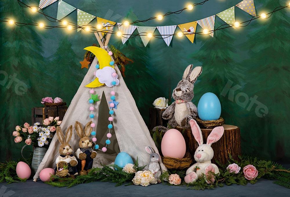 Kate Easter/spring Tent Bunny Eggs Backdrop Designed by Emetselch - Kate Backdrop AU