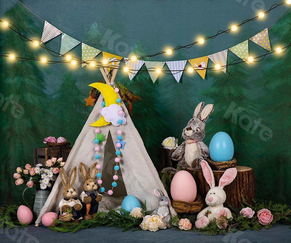Kate Easter/spring Tent Bunny Eggs Backdrop Designed by Emetselch - Kate Backdrop AU