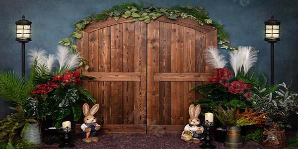 Kate Spring/easter Wooden Door Blue Backdrop Designed by Emetselch - Kate Backdrop AU
