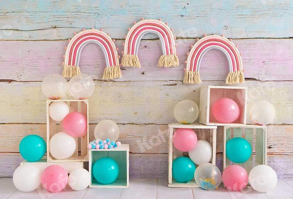 Kate Rainbow Balloons Cake Smash Backdrop Designed by Emetselch - Kate Backdrop AU
