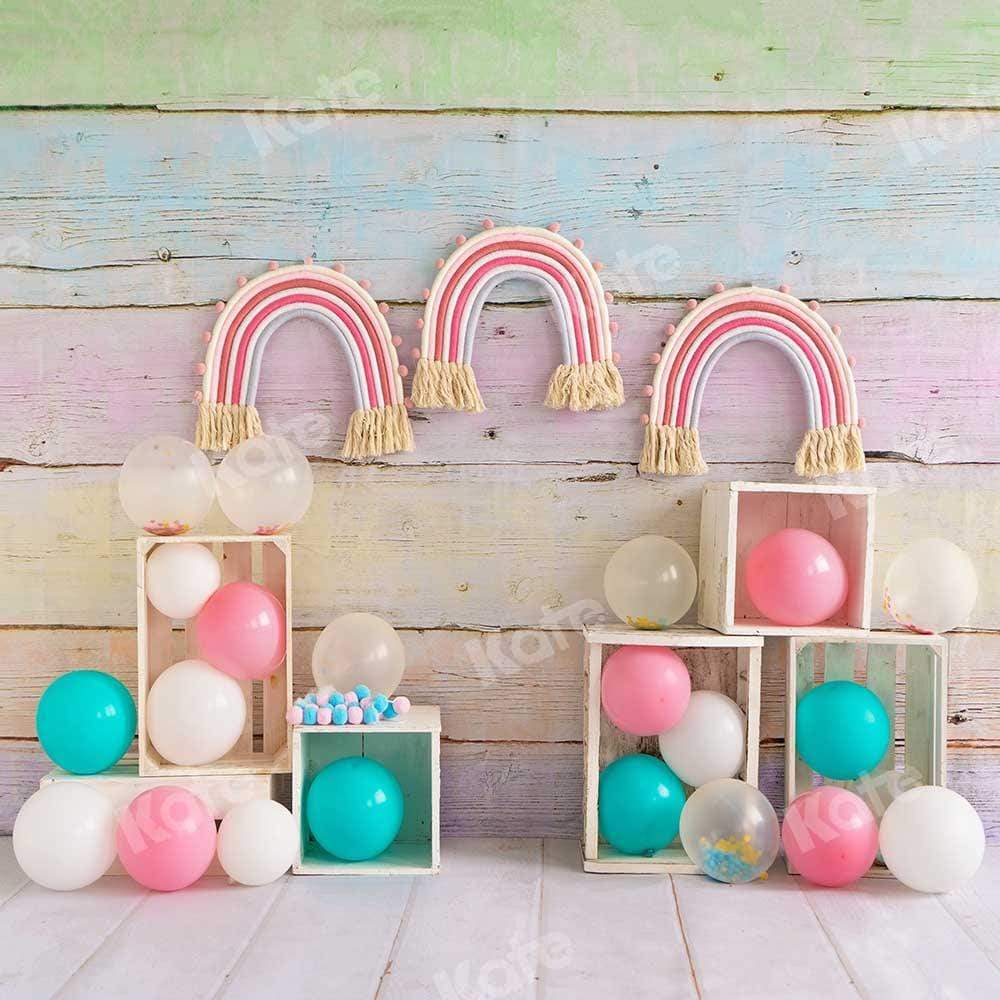 Kate Rainbow Balloons Cake Smash Backdrop Designed by Emetselch - Kate Backdrop AU