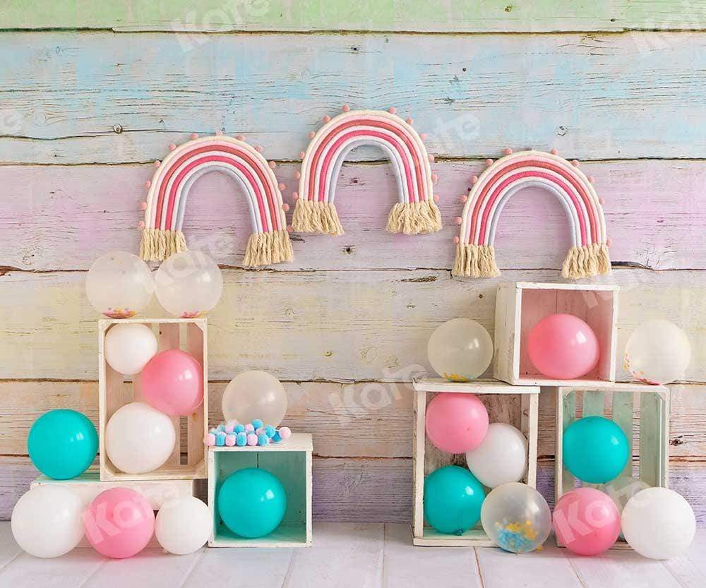 Kate Rainbow Balloons Cake Smash Backdrop Designed by Emetselch - Kate Backdrop AU