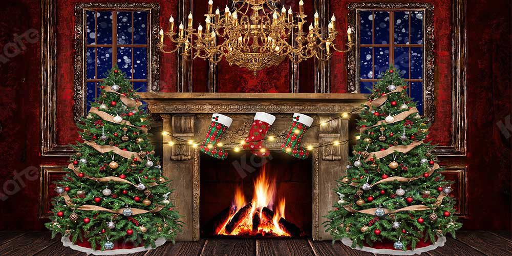 Kate Christmas Room Fireplace Backdrop Designed by Emetselch - Kate Backdrop AU