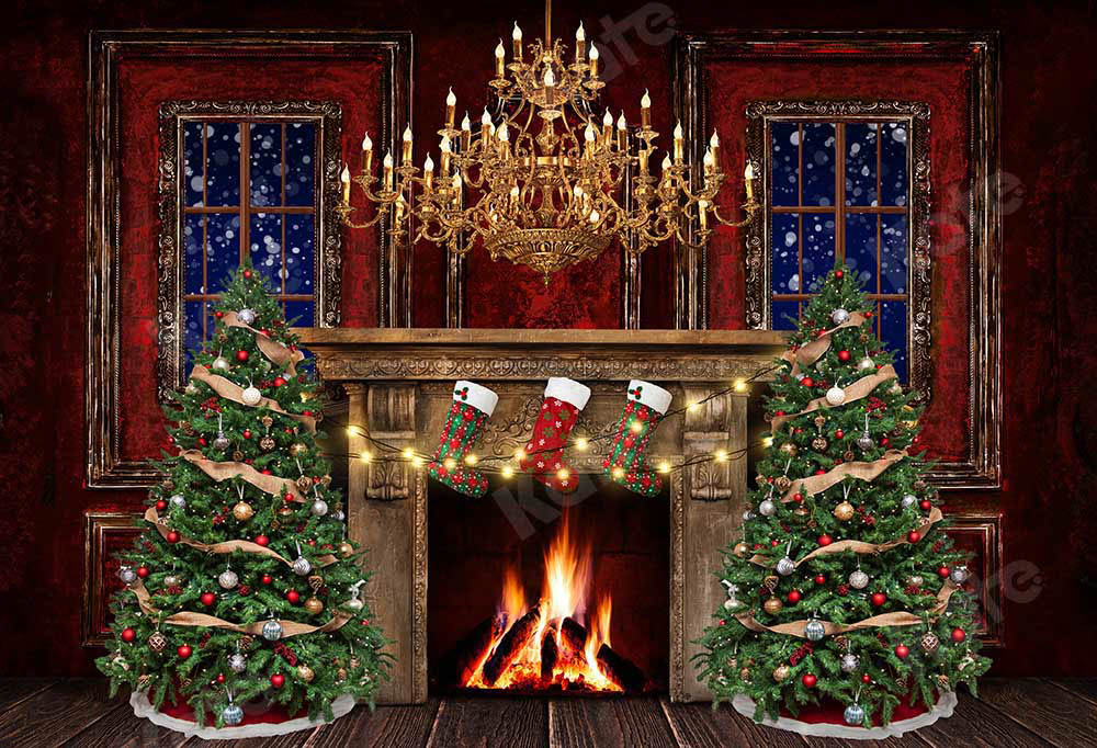Kate Christmas Room Fireplace Backdrop Designed by Emetselch - Kate Backdrop AU