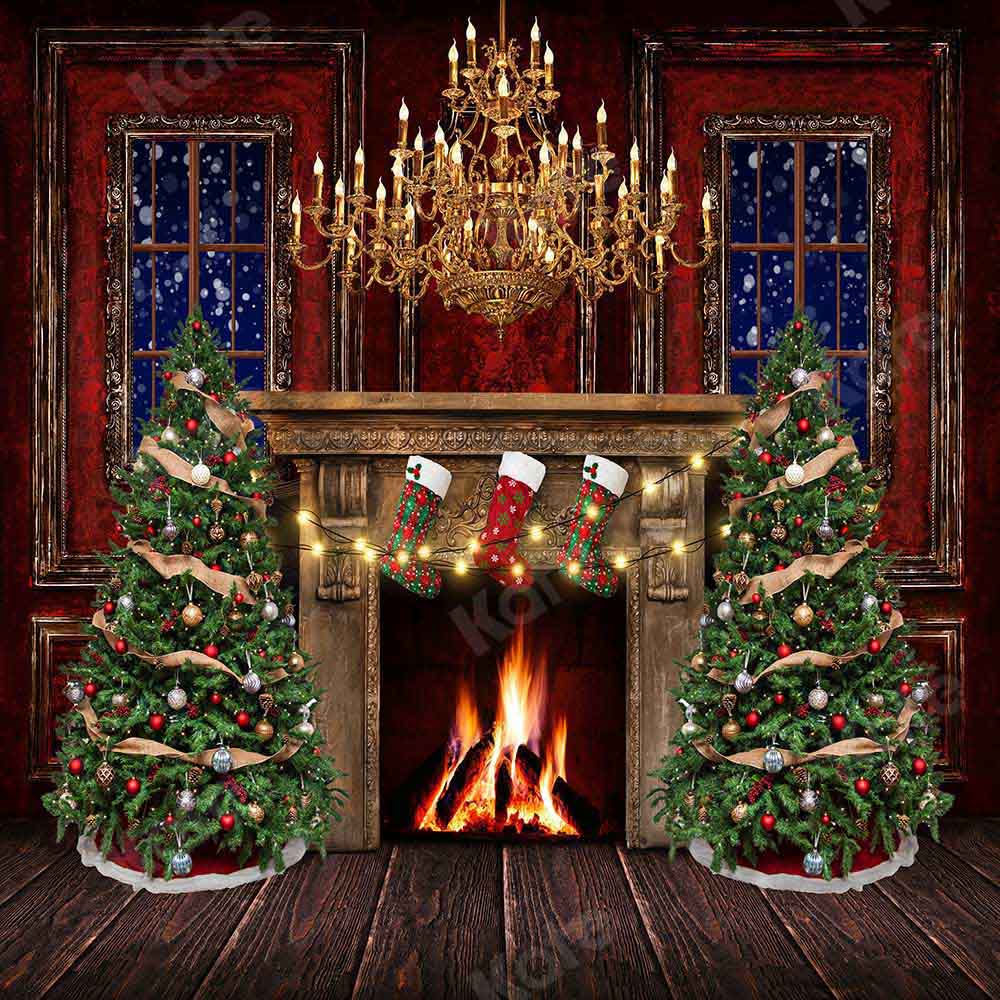 Kate Christmas Room Fireplace Backdrop Designed by Emetselch - Kate Backdrop AU