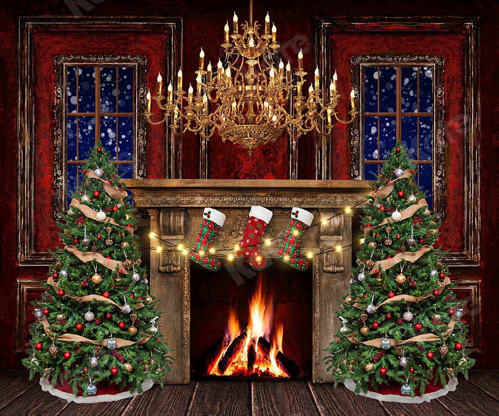 Kate Christmas Room Fireplace Backdrop Designed by Emetselch - Kate Backdrop AU