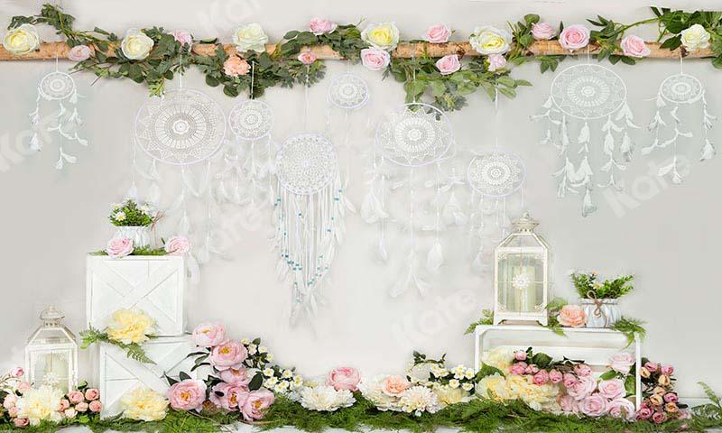 Kate Mother's Day Flowers Boho White Backdrop Designed by Emetselch - Kate Backdrop AU