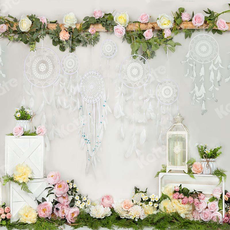 Kate Mother's Day Flowers Boho White Backdrop Designed by Emetselch - Kate Backdrop AU