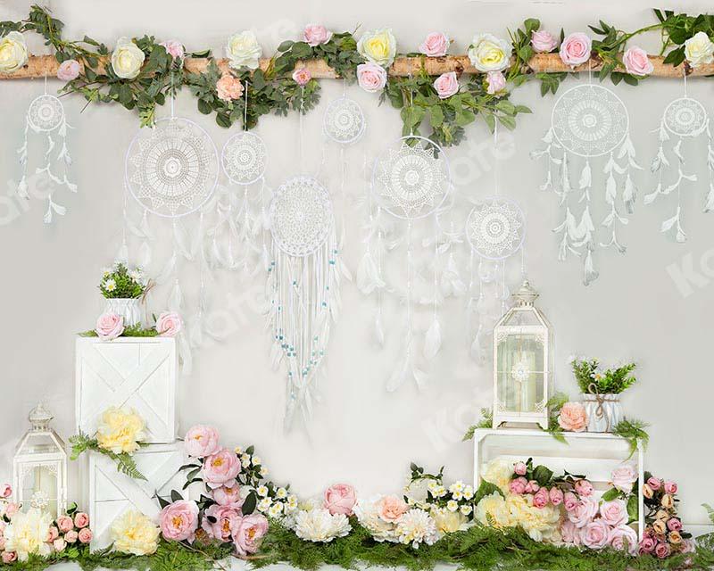 Kate Mother's Day Flowers Boho White Backdrop Designed by Emetselch - Kate Backdrop AU