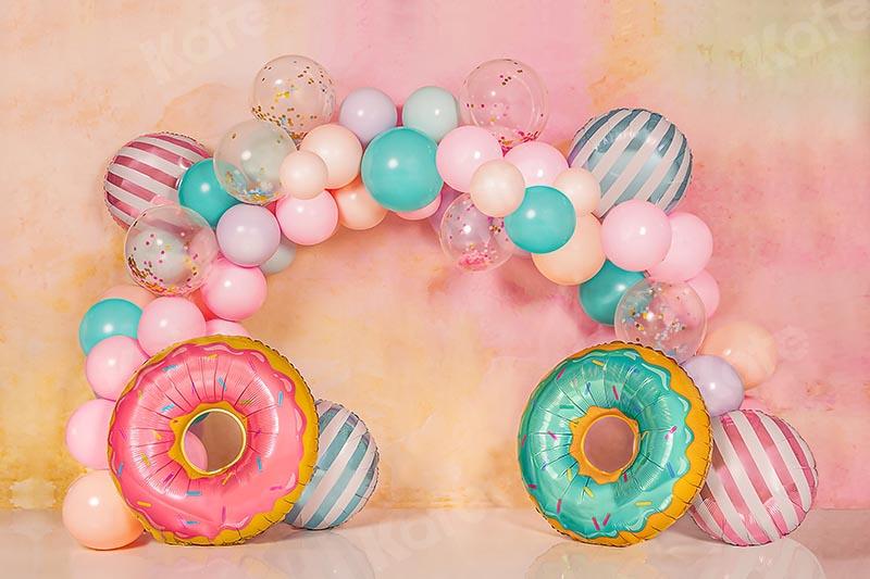 Kate Cake Smash Donut Balloon Backdrop Designed by Emetselch - Kate Backdrop AU