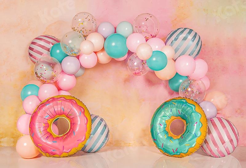 Kate Cake Smash Donut Balloon Backdrop Designed by Emetselch - Kate Backdrop AU