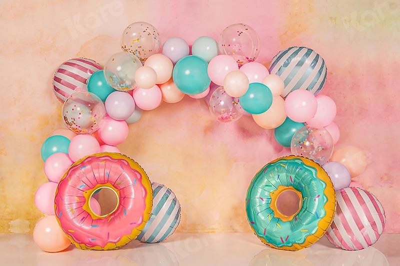 Kate Cake Smash Donut Balloon Backdrop Designed by Emetselch - Kate Backdrop AU