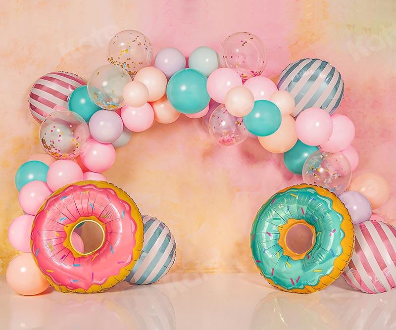Kate Cake Smash Donut Balloon Backdrop Designed by Emetselch - Kate Backdrop AU