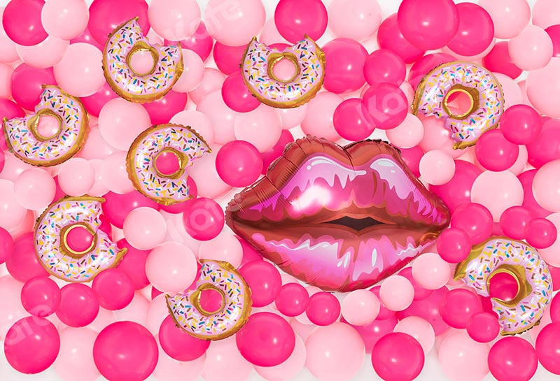 Kate Girly Barbie Pink Balloon Cake Smash Backdrop Designed by Emetselch - Kate Backdrop AU