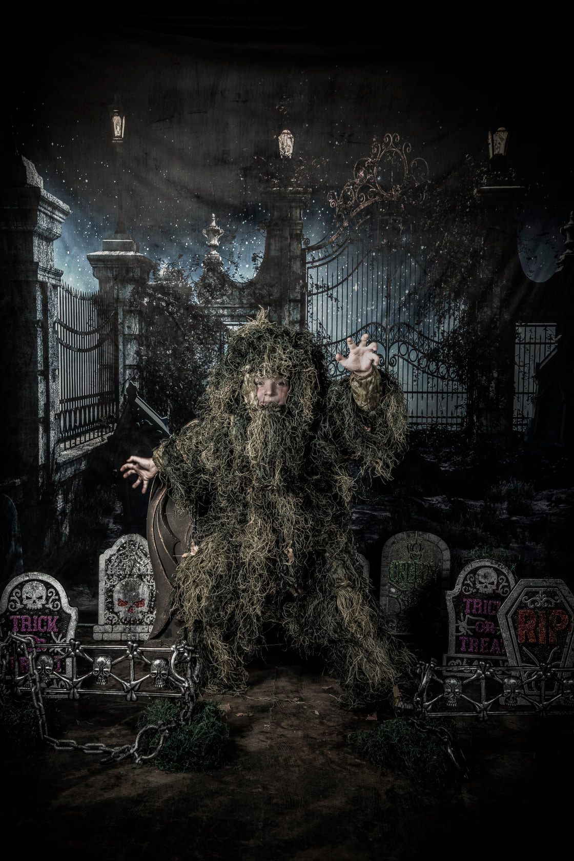 Kate Halloween Night Scene Grave Backdrop Light Photo Background - Kate Backdrop AU