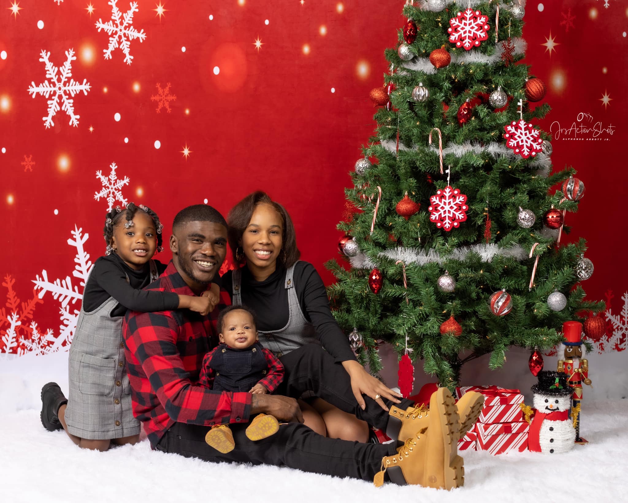 Kate Red Wall Background Snowflake Marry Christmas Backdrops - Kate Backdrop AU