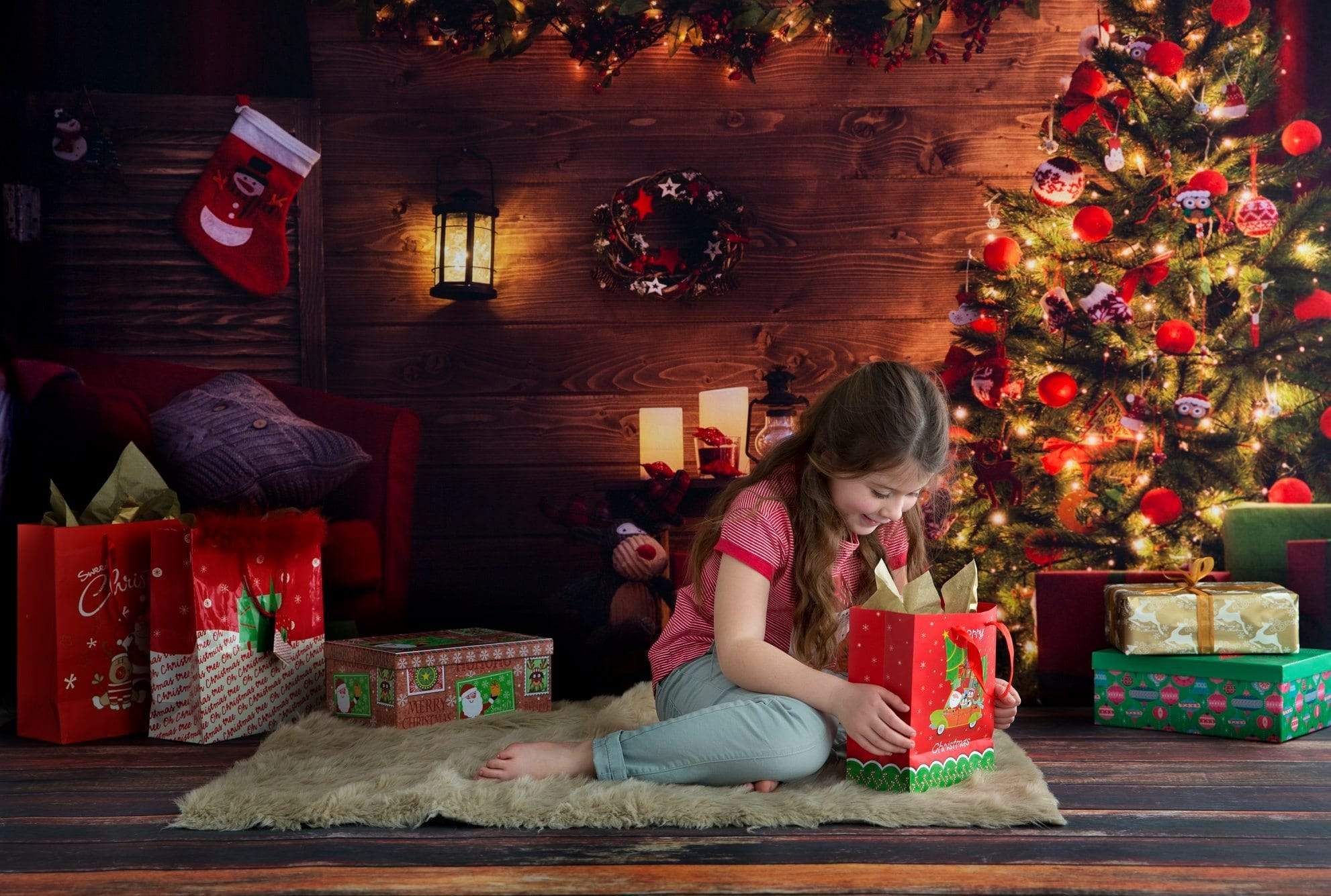 Kate Santa's Workshop Light Christmas Backdrop - Kate Backdrop AU