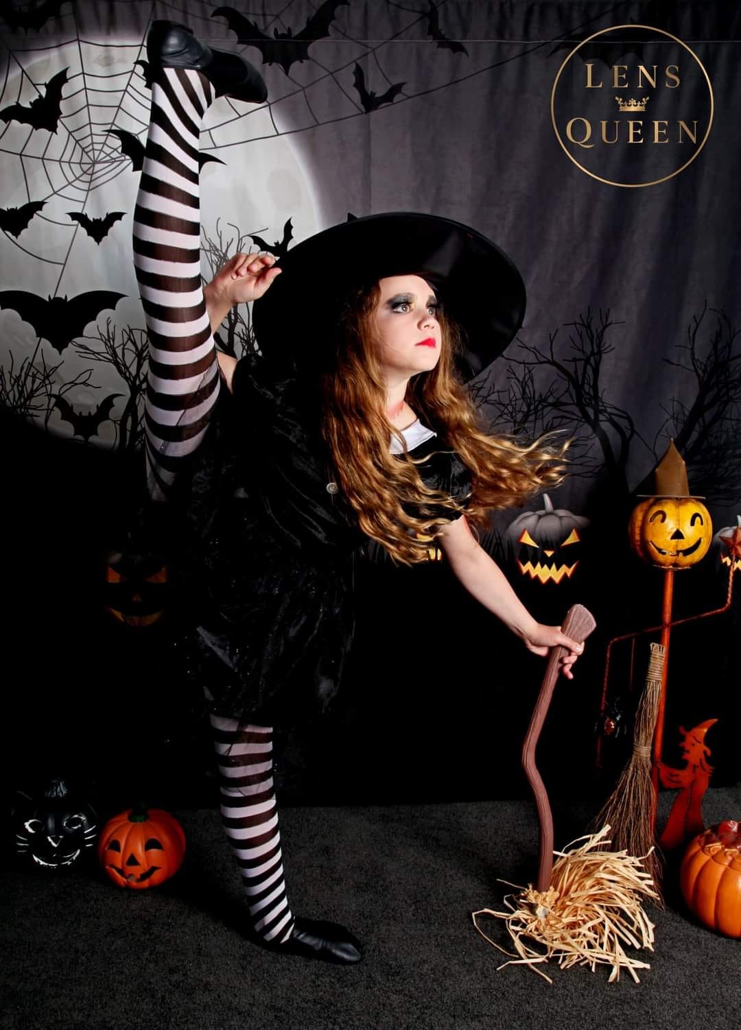 Kate Halloween Moon Gloomy Woods with Bats And Pumpkin Backdrop for Photography - Kate Backdrop AU