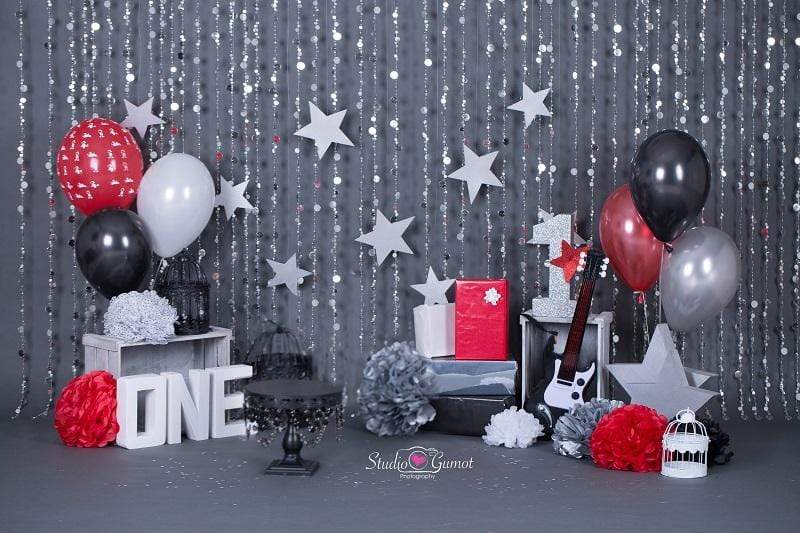 Kate rock star 1st birthday boy Backdrop designed by studio gumot - Kate Backdrop AU