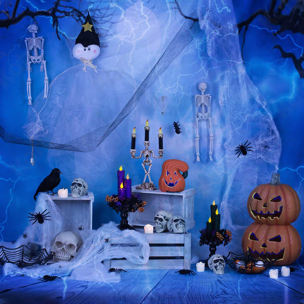 Kate Halloween Pumpkin And Dragonfly Decorations Backdrop for Photography designed by Studio Gumot - Kate Backdrop AU