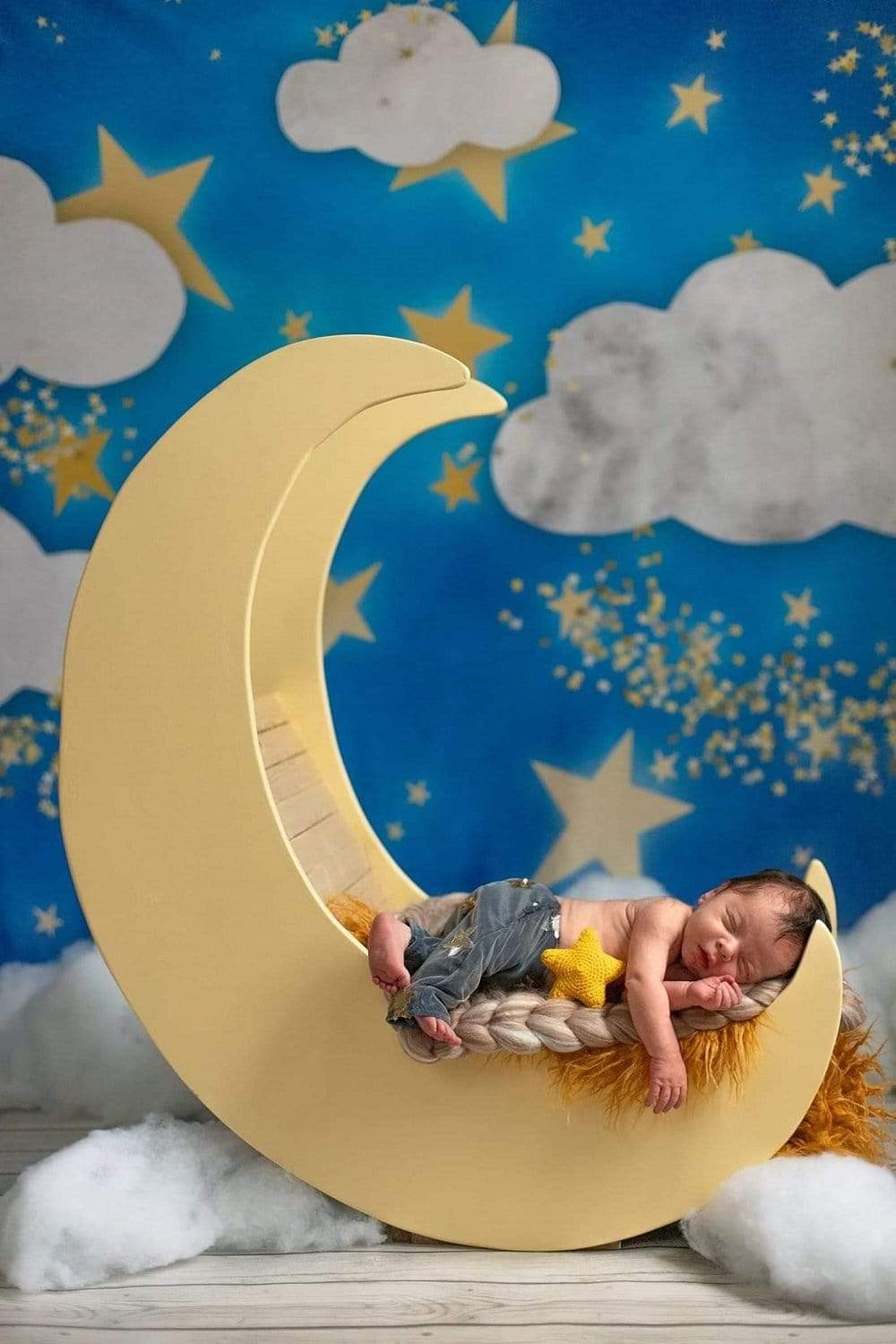 Kate Baby Skies Clouds With Tiny Stars Backdrop for Photography Designed by Mini MakeBelieve - Kate Backdrop AU