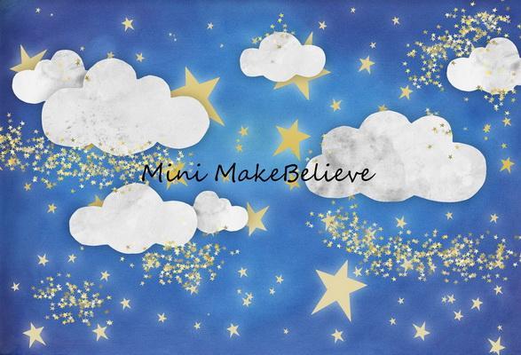 Kate Baby Skies Clouds With Tiny Stars Backdrop for Photography Designed by Mini MakeBelieve - Kate Backdrop AU