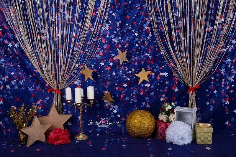 Kate blue red star Backdrop for cake smash Backdrop designed by Studio Gumot - Kate Backdrop AU