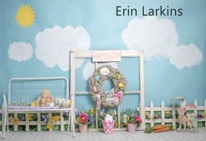 Kate Rabbits Decorations Easter Spring Children Backdrop for Photography Designed by Erin Larkins - Kate Backdrop AU