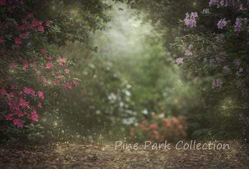 Kate Pink Floral Garden Fairy Lights spring Backdrop for Photography Designed by Pine Park Collection