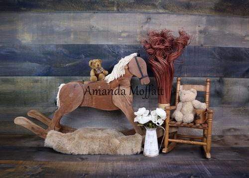 Kate Rocking Horse and Teddy Bear Children Backdrop for Photography Designed by Amanda Moffatt - Kate Backdrop AU