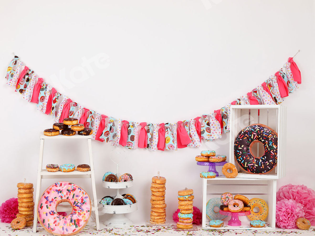 Kate Pink Donut Banners Children Backdrop - Kate Backdrop AU